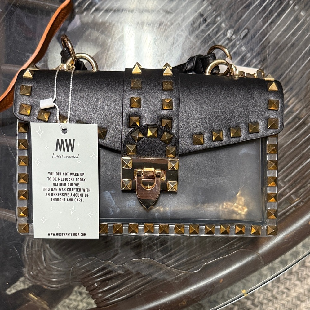 Black and Gold Studded Crossbody Bag